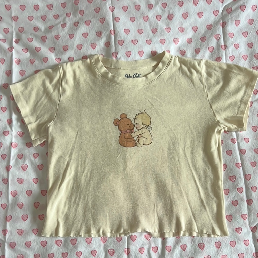 Brandy Melville Cream Crop Top Soft Cotton Casual